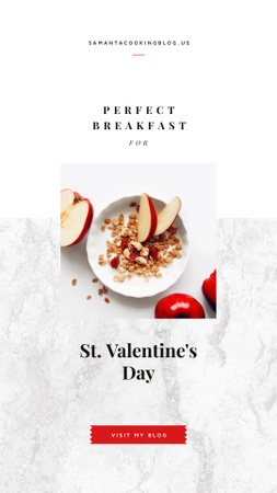 Designvorlage Gesundes Frühstück am Valentinstag für Instagram Story