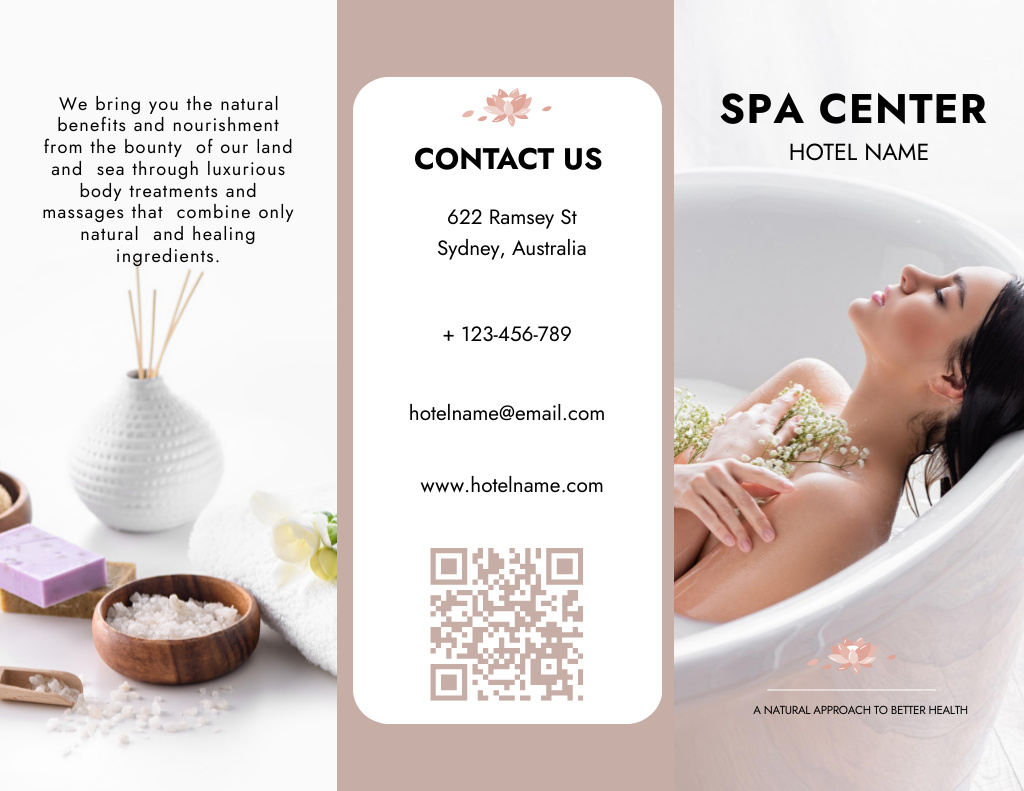 Designvorlage Spa Service Offer with Beautiful Woman in Bath für Brochure 8.5x11in