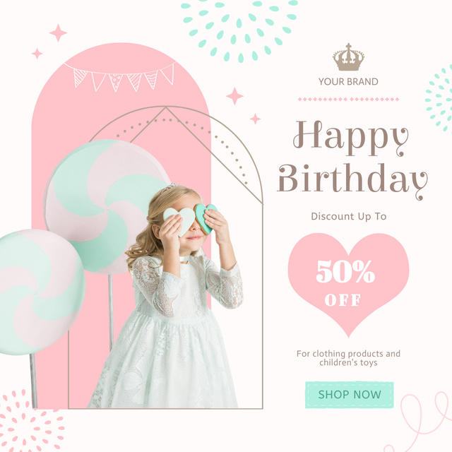 Happy Birthday Little Princess Instagram – шаблон для дизайна
