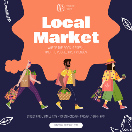 Designvorlage Kaufen Sie Lebensmittel auf dem Farmer's Market für Instagram AD
