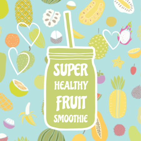 Designvorlage Gesundes Ernährungsangebot mit Smoothie-Flasche für Instagram AD