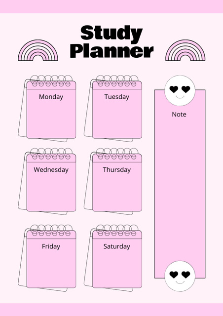 Cute Learning Plan in Pink Schedule Planner Design Template