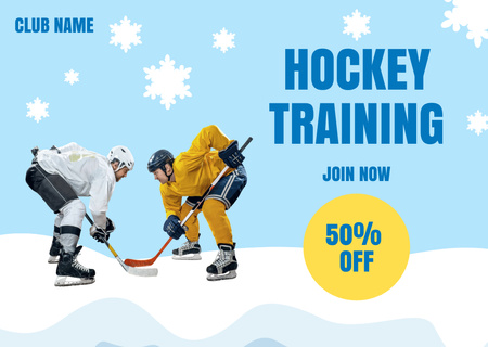 Hockey Training Alennus Sininen Postcard Design Template