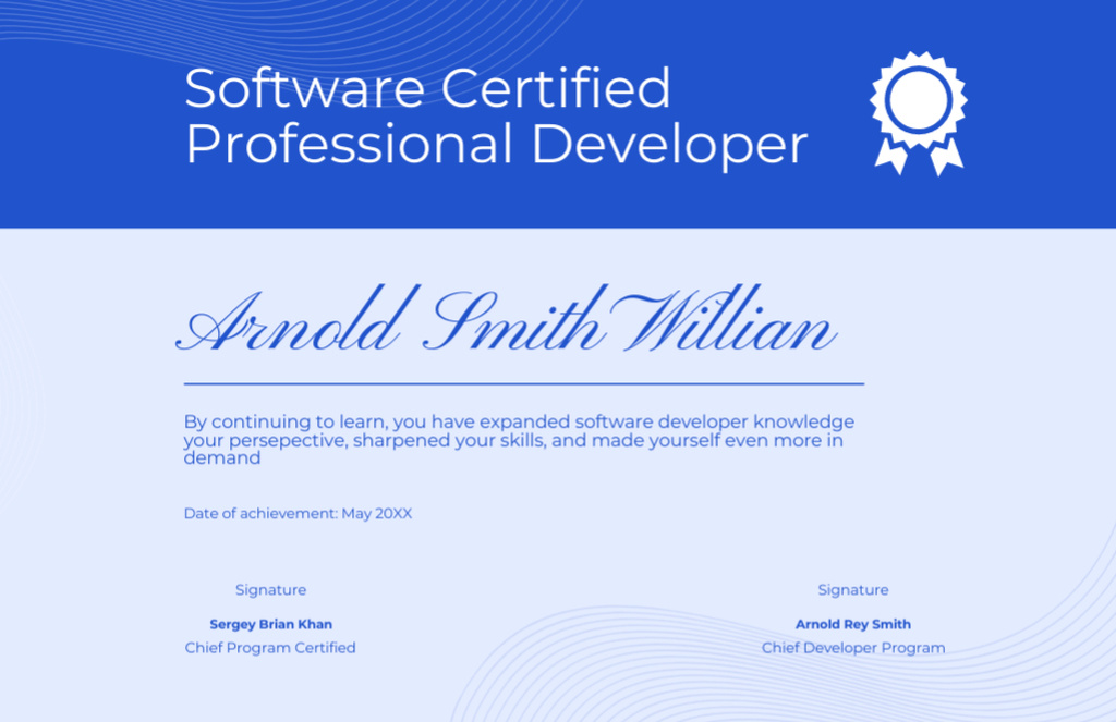 Ontwerpsjabloon van Certificate 5.5x8.5in van Award for Software Design Knowledge
