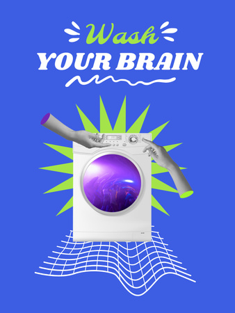 Vicces illusztrációja fél a mosógépben Poster US tervezősablon