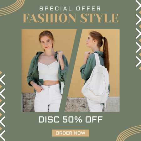Woman with Daily Bag for Special Fashion Offer Announcement Instagram Design Template