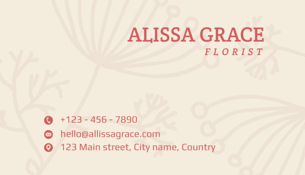 Florist Services Offer on Red and Beige Business Card USデザインテンプレート