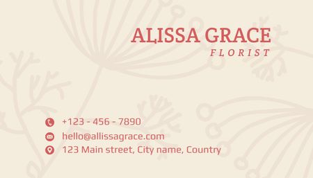 Florist Services Offer with Plant on Pink Business Card US Design Template