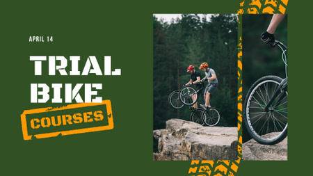 Plantilla de diseño de oferta de cursos de bicicleta con pareja en la colina FB event cover 