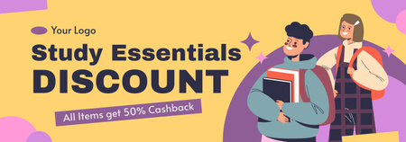 Discount on All School Goods with Cashback Tumblr Design Template