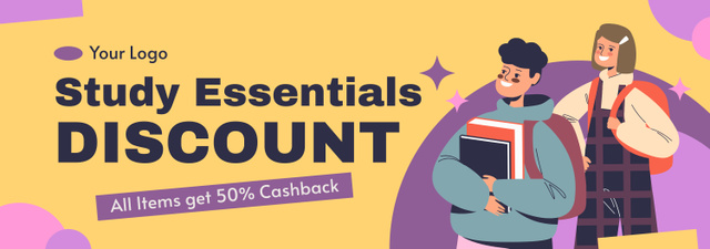 Discount on All School Goods with Cashback Tumblr Šablona návrhu