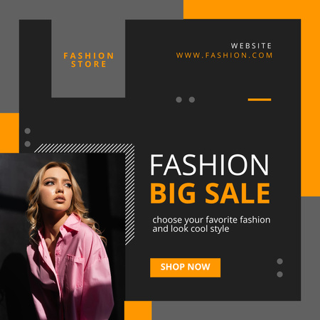 Template di design Fashion Sale Announcement with Stylish Woman Instagram