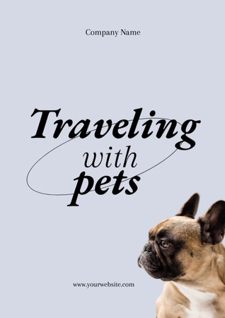 Pet Travel Guide with Cute French Bulldog Flyer A4 Design Template