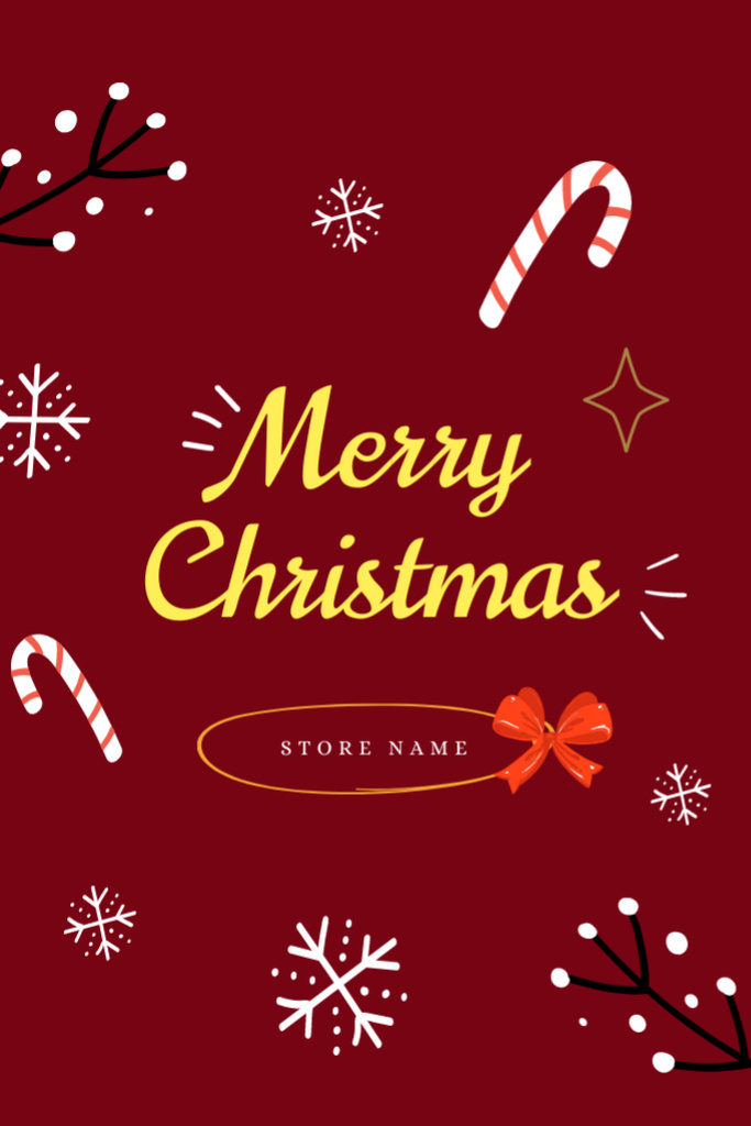 Plantilla de diseño de Christmas Cheers with Candy Cane and Snowflakes Postcard 4x6in Vertical 