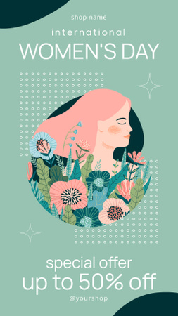 Plantilla de diseño de Día Internacional de la Mujer con Oferta Especial de Descuento Instagram Story 