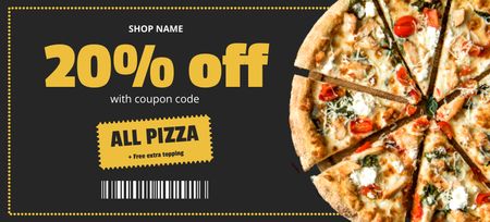 All Pizza Discount Offer Coupon 3.75x8.25in Design Template
