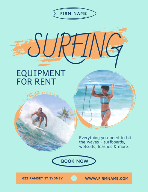 Designvorlage Ad of Surfing Equipment für Poster 8.5x11in