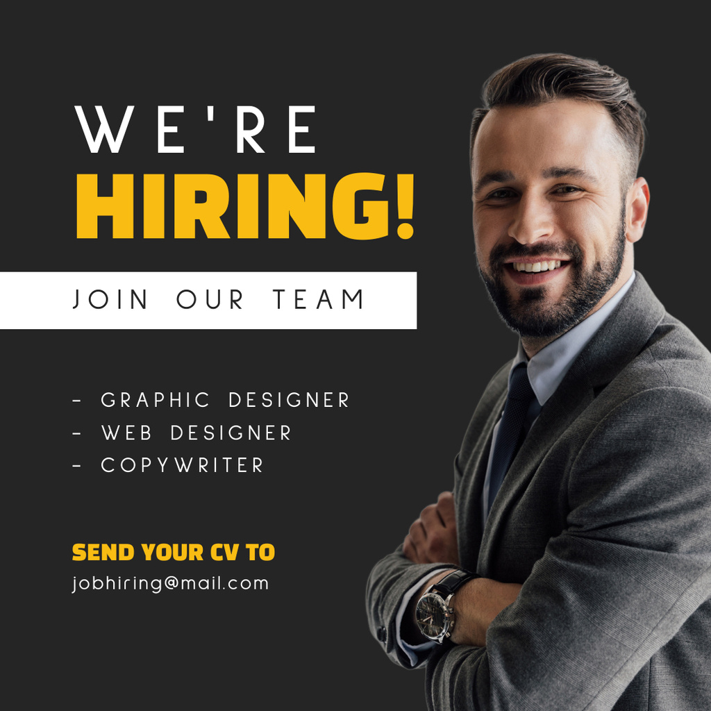 Template di design Hiring of Designers and Writers to a Team Grey Instagram