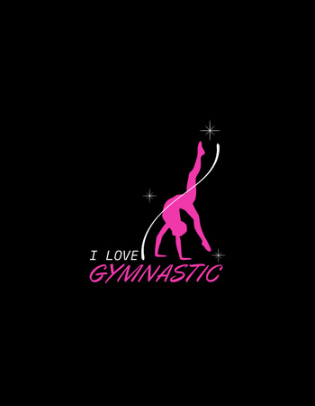 I Love Gymnastic Inspirational Quote with Flexible Woman T-Shirt Design Template