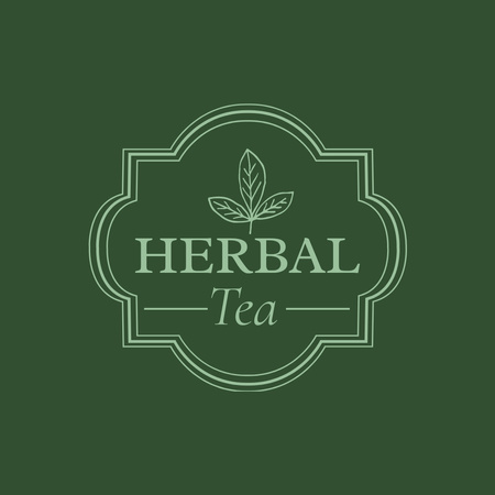 Emblem of Tea Shop on Green Logo 1080x1080pxデザインテンプレート