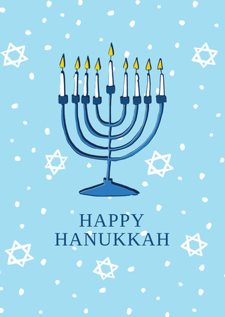 Plantilla de diseño de Feliz saludo de Hanukkah con candelabro Postcard A6 Vertical 