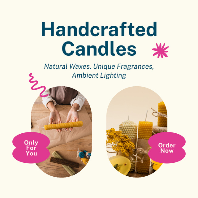 Designvorlage Offer of Wax Candles Made by Hand in Workshop für Instagram AD