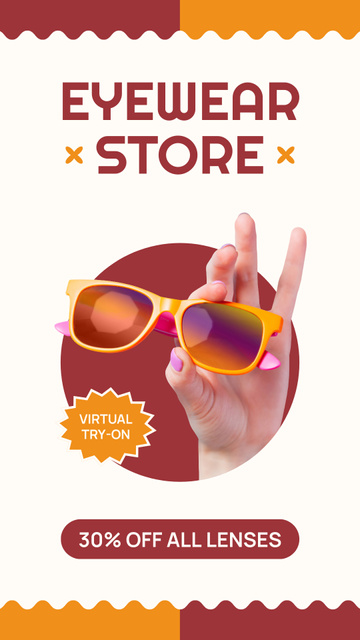 Plantilla de diseño de Discount Announcement on All Sunglasses Lenses Instagram Story 