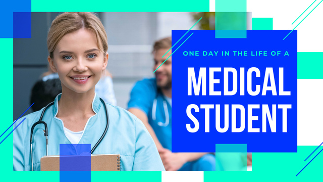 Medical Student with Stethoscope and Notepad Youtube Thumbnail Modelo de Design