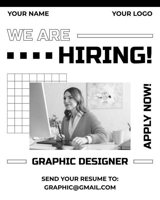 Send Your CV to Get a Position of Graphic Designer Instagram Post Vertical tervezősablon