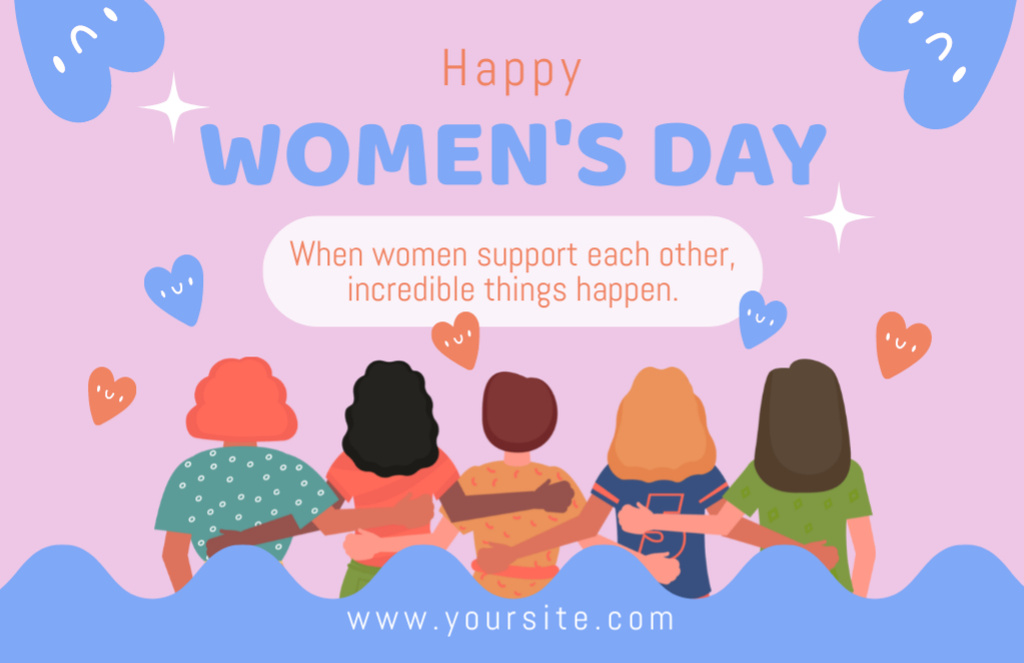 Szablon projektu United Girls on Women's Day Greeting Thank You Card 5.5x8.5in