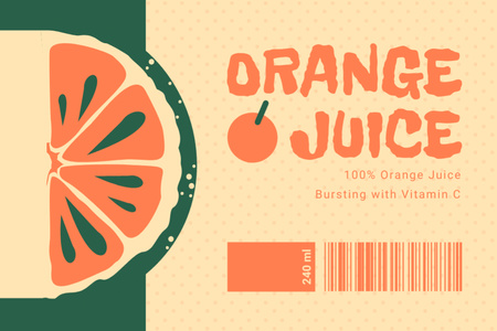 C Vitaminli Doğal Portakal Suyu Label Tasarım Şablonu