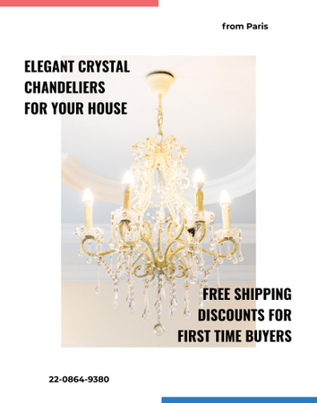 Elegant Crystal Chandeliers for House Poster 22x28in Design Template
