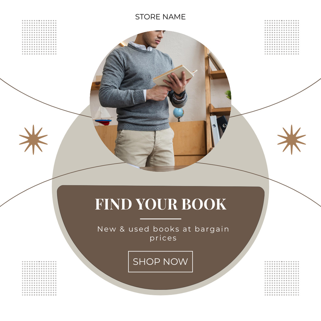 Handsome Man Reads Book Instagram – шаблон для дизайна
