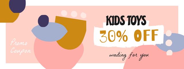 Kids Toys Discount Ad with Funny Blots Coupon Design Template