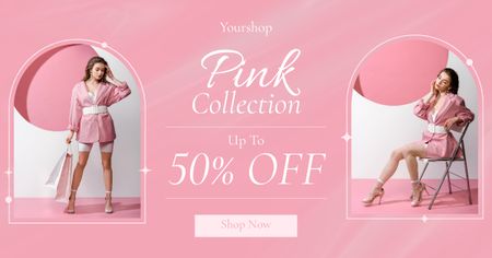 Coleção rosa de roupas femininas elegantes Facebook AD Modelo de Design