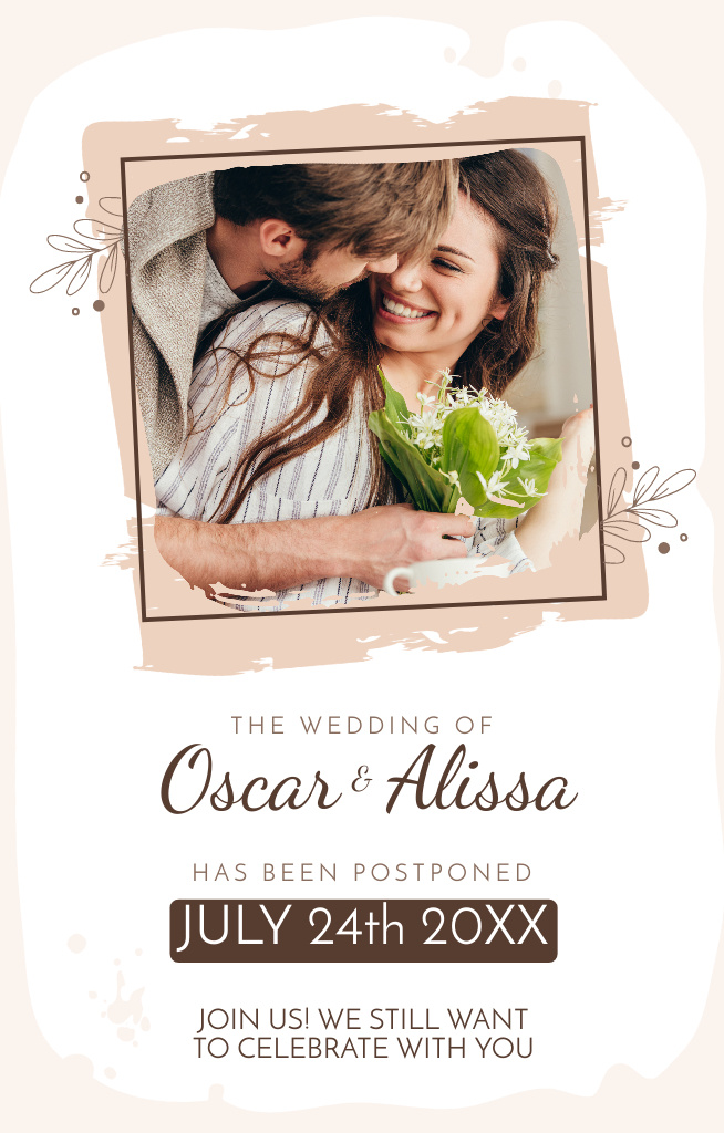Wedding Announcement Layout with Photo Invitation 4.6x7.2inデザインテンプレート