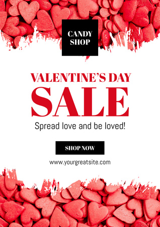 Special Sale on Valentine's Day with Pink Hearts Poster Design Template