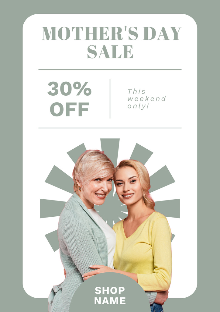 Mother's Day Sale with Daughter with Senior Mother Poster Design Template
