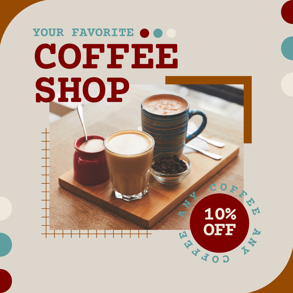 Wide-range Of Coffee Beverages With Discount Offer Instagram AD tervezősablon