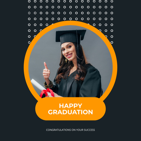 Happy Graduation on Black Instagram Design Template