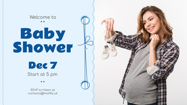 Baby Shower invitation with Pregnant Woman FB event coverデザインテンプレート