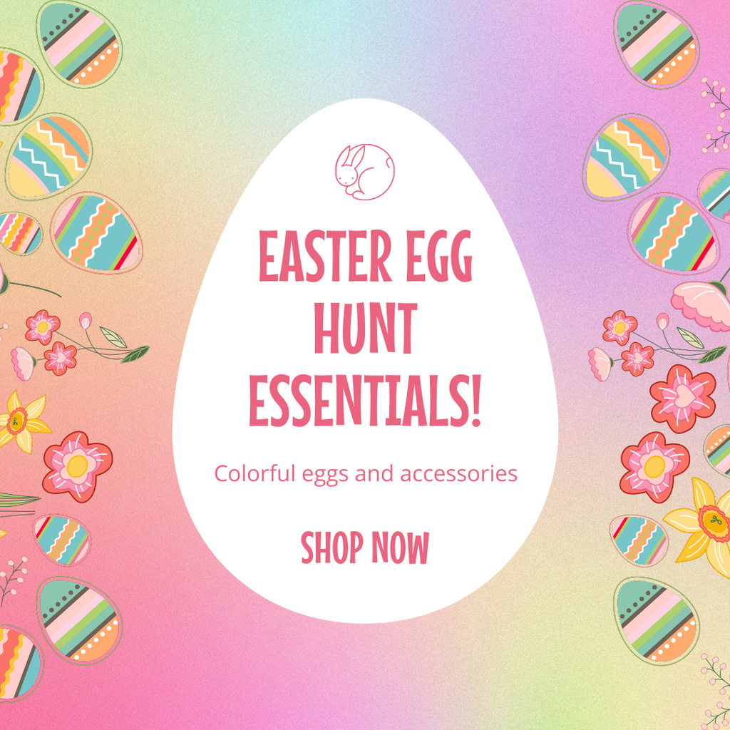 Designvorlage Easter Egg Hunt Ad on Bright Gradient für Instagram AD