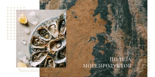 Modèle de visuel Fresh oysters on plate - Image