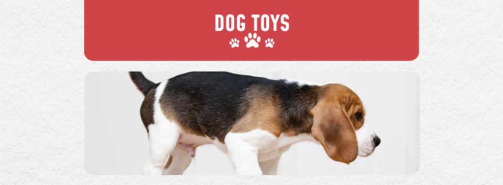 Platilla de diseño Pet Toys ad with Lovely Puppy Facebook cover