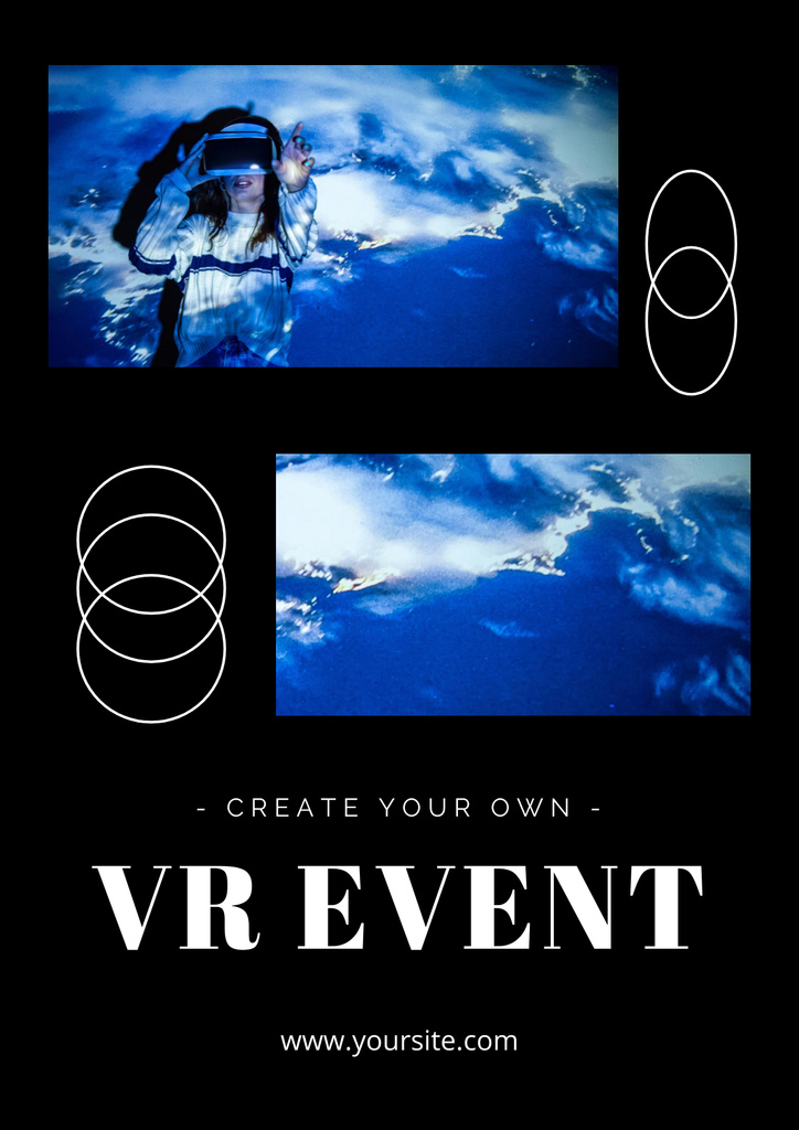 Virtual Event Ad with Clouds in Sky Posterデザインテンプレート