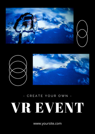 Reklama na virtuální událost s mraky na obloze Poster Šablona návrhu