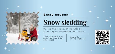 Offer of Snow Sledding with Child in Snow Coupon Din Large Design Template
