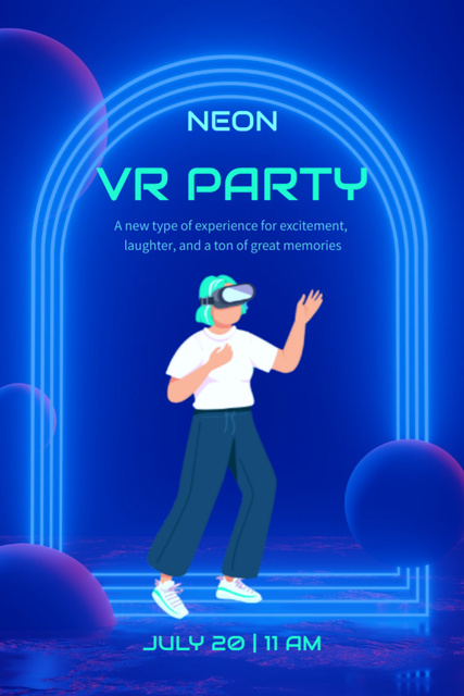 Virtual Party Announcement Invitation 6x9in Design Template
