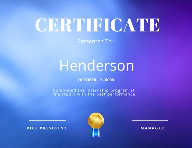 Appreciation Diploma on Blue and Purple Gradient Certificate Šablona návrhu