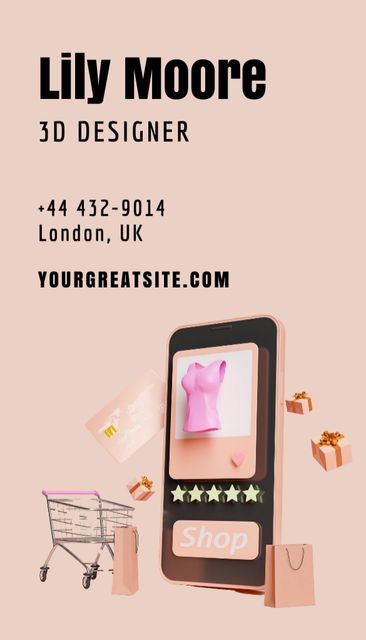 3D Designer Services Offer Business Card US Vertical Design Template